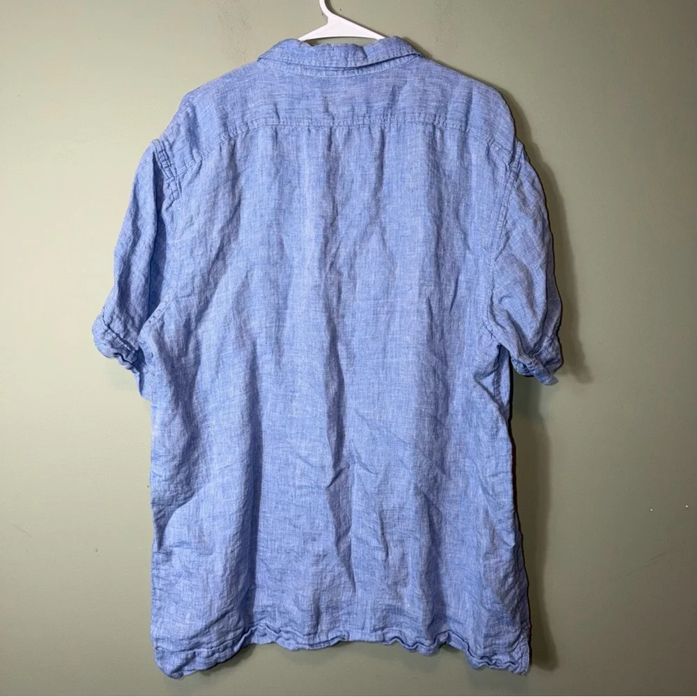 Banana Republic Men’s Short‎ Sleeve 100% Linen Blue XL Tall
